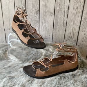 COPY - Joie Shoes Joie Gladiator Lace Up Leather Tan Flat Sandals